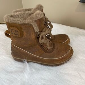 Sorel Tivoli II Waterproof Tan Leather Fur-Lined Winter Boots